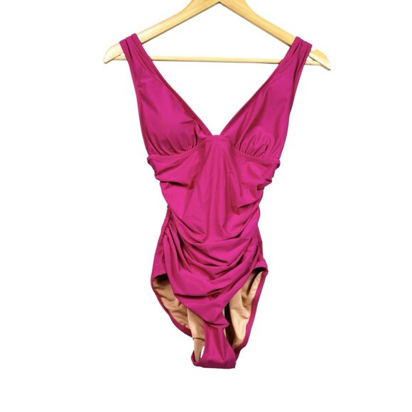 J.CREW Other - J. Crew Women's Pink Ruched V-Neck One-Piece Swimsuit Size 4 NWT